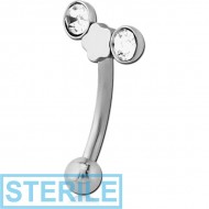 STERILE SURGICAL STEEL JEWELLED FANCY CURVED MICRO BARBELL