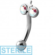 STERILE SURGICAL STEEL JEWELLED FANCY CURVED MICRO BARBELL PIERCING