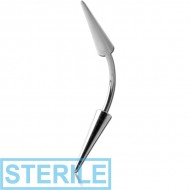 STERILE SURGICAL STEEL CURVED MICRO BARBELL WITH LONG CONES PIERCING