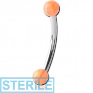 STERILE SURGICAL STEEL CURVED MICRO BARBELL WITH PSYCHEDELIC UV MICRO BALL
