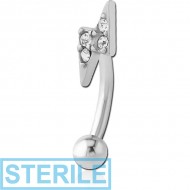 STERILE SURGICAL STEEL JEWELLED FANCY CURVED MICRO BARBELL - THUNDER