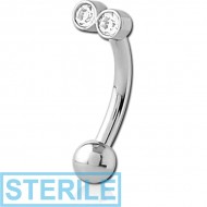 STERILE SURGICAL STEEL JEWELLED FANCY CURVED MICRO BARBELL PIERCING