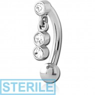 STERILE SURGICAL STEEL JEWELLED FANCY CURVED MICRO BARBELL PIERCING