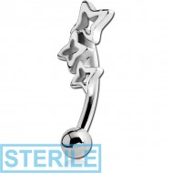 STERILE SURGICAL STEEL FANCY CURVED MICRO BARBELL - THREE STARS