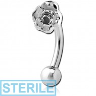 STERILE SURGICAL STEEL FANCY CURVED MICRO BARBELL - ROSE
