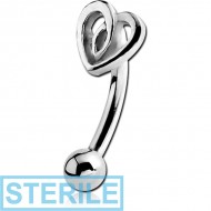 STERILE SURGICAL STEEL FANCY CURVED MICRO BARBELL - HEART