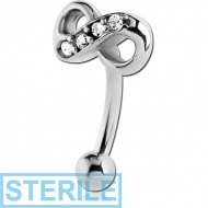 STERILE SURGICAL STEEL JEWELLED FANCY CURVED MICRO BARBELL - INFINITY PIERCING