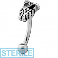 STERILE SURGICAL STEEL FANCY CURVED MICRO BARBELL - OWL