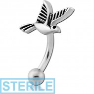 STERILE SURGICAL STEEL FANCY CURVED MICRO BARBELL - BIRD PIERCING