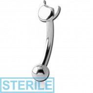 STERILE SURGICAL STEEL FANCY CURVED MICRO BARBELL - DEVIL HEAD