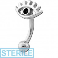 STERILE SURGICAL STEEL FANCY CURVED MICRO BARBELL - EYE OF HORUS