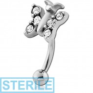 STERILE SURGICAL STEEL JEWELLED FANCY CURVED MICRO BARBELL - BUTTERFLY