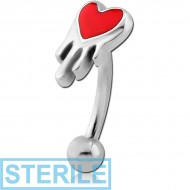 STERILE SURGICAL STEEL FANCY CURVED MICRO BARBELL - BLEEDING HEART