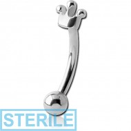 STERILE SURGICAL STEEL FANCY CURVED MICRO BARBELL - CROWN