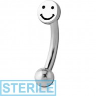 STERILE SURGICAL STEEL FANCY CURVED MICRO BARBELL - SMILEY