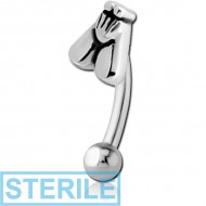 STERILE SURGICAL STEEL FANCY CURVED MICRO BARBELL - FLY