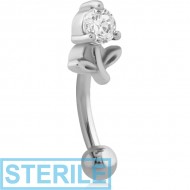 STERILE SURGICAL STEEL JEWELLED FANCY CURVED MICRO BARBELL - FLOWER