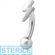 STERILE SURGICAL STEEL FANCY CURVED MICRO BARBELL - LIGHTNING PIERCING