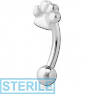 STERILE SURGICAL STEEL FANCY CURVED MICRO BARBELL - DOG PAW