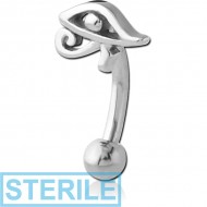 STERILE SURGICAL STEEL FANCY CURVED MICRO BARBELL - EYE OH HORUS 2 PIERCING
