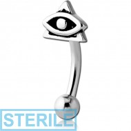 STERILE SURGICAL STEEL FANCY CURVED MICRO BARBELL - EYE OF PROVIDANCE 2
