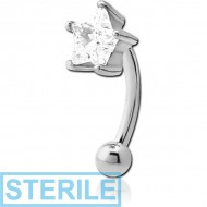 STERILE SURGICAL STEEL JEWELLED CURVED MICRO BARBELL - STAR PIERCING