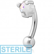 STERILE SURGICAL STEEL JEWELLED FANCY CURVED MICRO BARBELL - STAR AND GEM