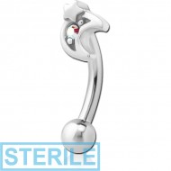 STERILE SURGICAL STEEL JEWELLED FANCY CURVED MICRO BARBELL - CRESCENT AND STAR
