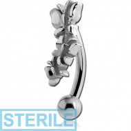 STERILE SURGICAL STEEL FANCY CURVED MICRO BARBELL - BUTTERFLIES