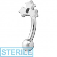 STERILE SURGICAL STEEL FANCY CURVED MICRO BARBELL - TRIPLE STAR