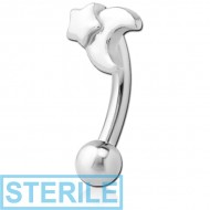 STERILE SURGICAL STEEL FANCY CURVED MICRO BARBELL - CRESCENT AND STAR