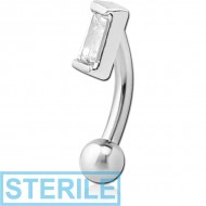 STERILE SURGICAL STEEL JEWELLED FANCY CURVED MICRO BARBELL - SQUARE