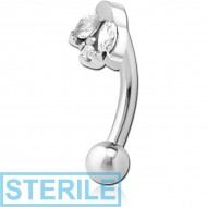 STERILE SURGICAL STEEL JEWELLED FANCY CURVED MICRO BARBELL