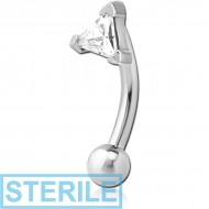 STERILE SURGICAL STEEL JEWELLED FANCY CURVED MICRO BARBELL - TRIANGLE
