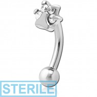 STERILE SURGICAL STEEL JEWELLED FANCY CURVED MICRO BARBELL - ANIMAL PAW
