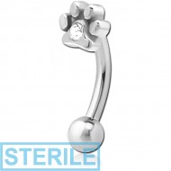 STERILE SURGICAL STEEL JEWELLED FANCY CURVED MICRO BARBELL - ANIMAL PAW CENTER GEM