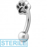 STERILE SURGICAL STEEL FANCY CURVED MICRO BARBELL - ANIMAL PAW INDENT