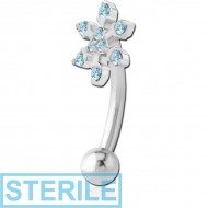 STERILE SURGICAL STEEL JEWELLED FANCY CURVED MICRO BARBELL - SNOWFLAKE