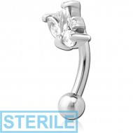 STERILE SURGICAL STEEL JEWELLED FANCY CURVED MICRO BARBELL