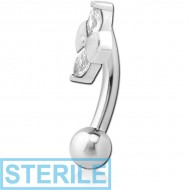 STERILE SURGICAL STEEL JEWELLED FANCY CURVED MICRO BARBELL - BOW TIE