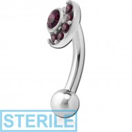 STERILE SURGICAL STEEL JEWELLED FANCY CURVED MICRO BARBELL - MOON AND STARS