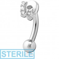 STERILE SURGICAL STEEL JEWELLED FANCY CURVED MICRO BARBELL - PLAIN MOON AND STARS