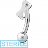 STERILE SURGICAL STEEL JEWELLED FANCY CURVED MICRO BARBELL - BONE
