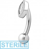 STERILE SURGICAL STEEL JEWELLED FANCY CURVED MICRO BARBELL