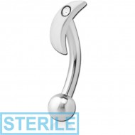 STERILE SURGICAL STEEL JEWELLED FANCY CURVED MICRO BARBELL - CRESCENT SINGLE GEM