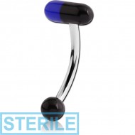 STERILE SURGICAL STEEL CURVED MICRO BARBELL WITH UV ACRYLIC CAPSULE