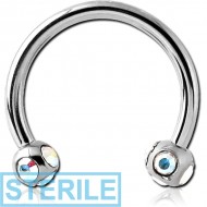 STERILE SURGICAL STEEL MICRO CIRCULAR BARBELL WITH MULTI JEWELLED BALLS PIERCING