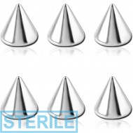 PACK OF 6 STERILE SURGICAL STEEL MICRO CONES PIERCING