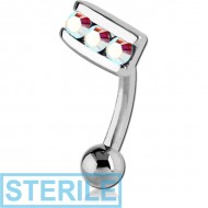 STERILE SURGICAL STEEL JEWELLED EYEBROW BANANA PIERCING