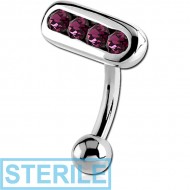 STERILE SURGICAL STEEL JEWELLED EYEBROW BANANA